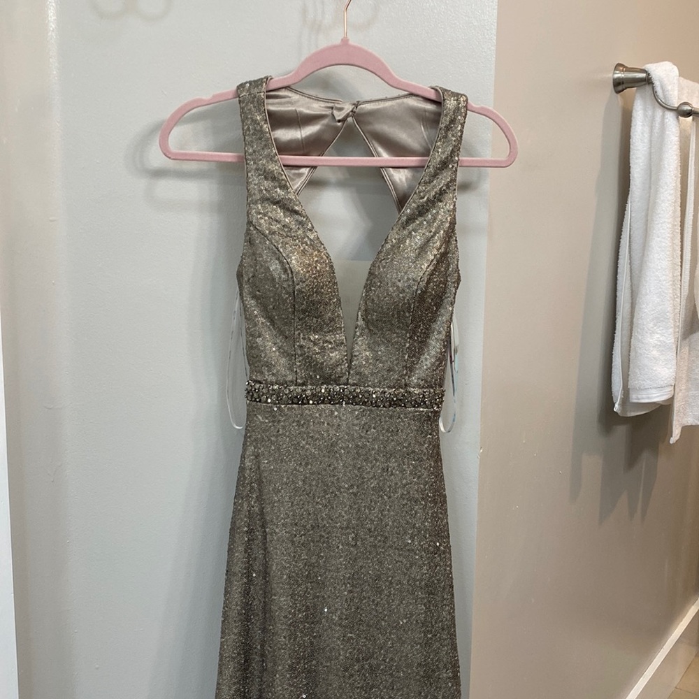 greyish/silver sequin formal dress